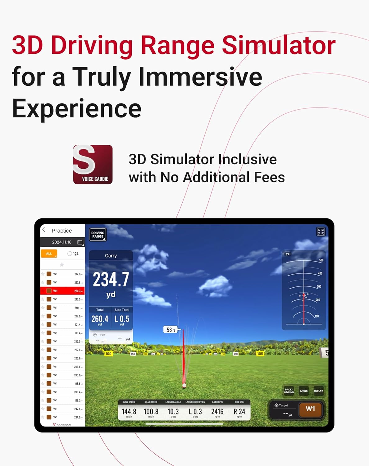 SC4 PRO Golf Launch Monitor & 3D Driving Range Simulator for Indoor and Outdoor Use | Portable Golf Swing Analyzer & Golf Tracker with Built-In Screen | No Fees